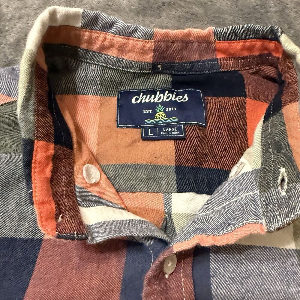 Chubbies Shirt Mens Large‎ Brushed Flannel Checkered Midweight Slim Fit Comfort - Picture 3 of 7